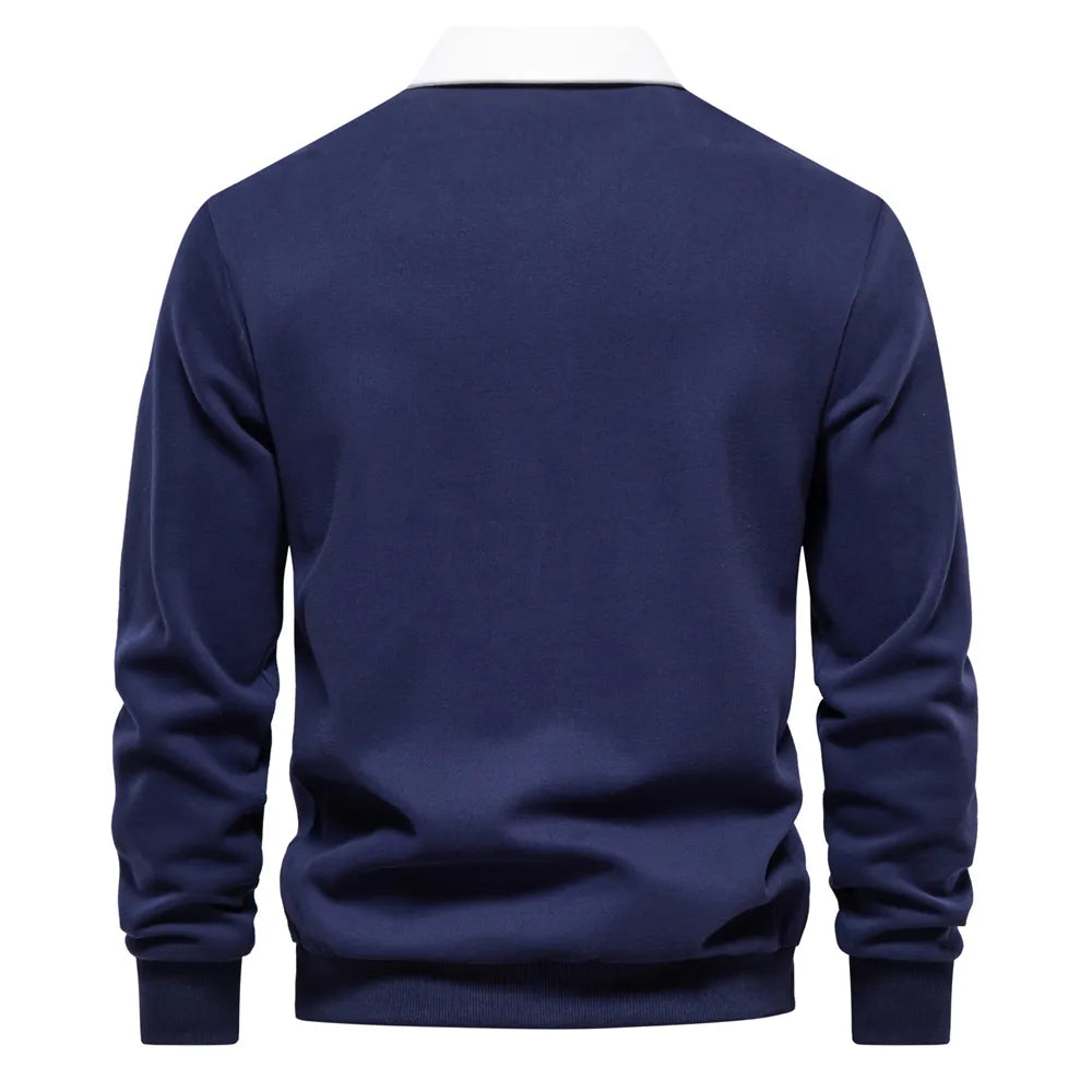 Polo Trui met lange mouwen in de kleur Donkerblauw voor heren in stijl geschikt voor alle seizoenen.