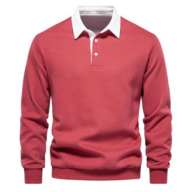 Polo Trui met lange mouwen in de kleur Rood voor heren in stijl geschikt voor alle seizoenen.
