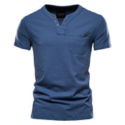 Quentin | Essentieel Zomer V-hals T-shirt in de kleur Blauw voor heren in stijl ideaal voor de zomer.