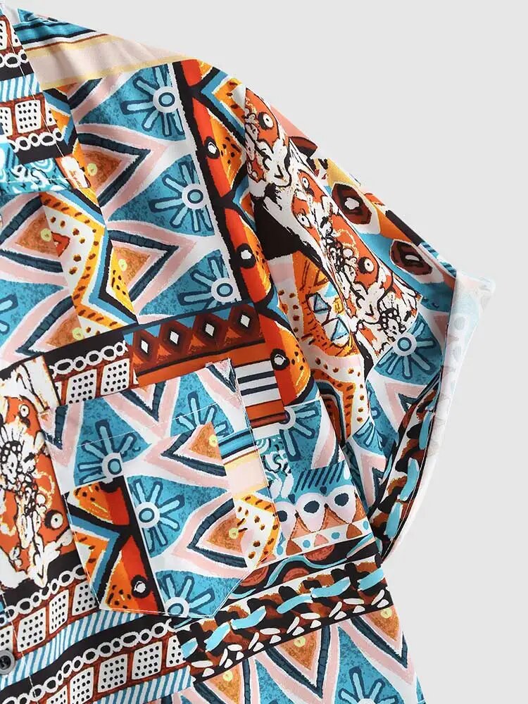 Rachella | Zomers etnisch shirt in de kleur Blauw voor heren in stijl ideaal voor de zomer.