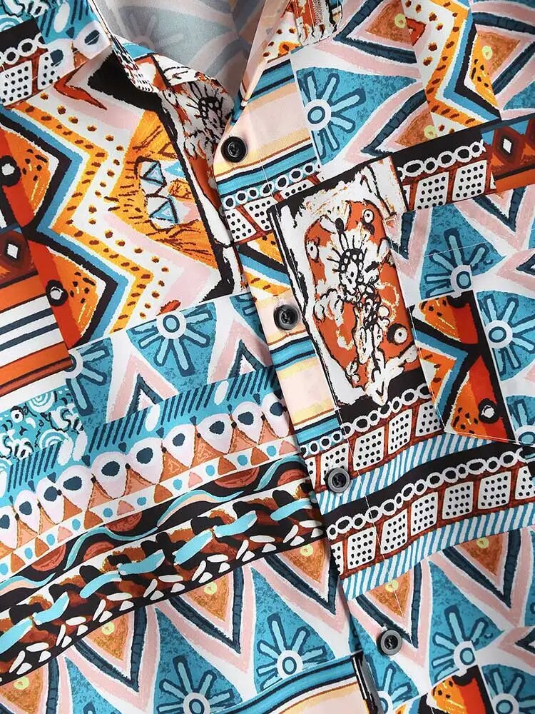 Rachella | Zomers etnisch shirt in de kleur Blauw voor heren in stijl ideaal voor de zomer.