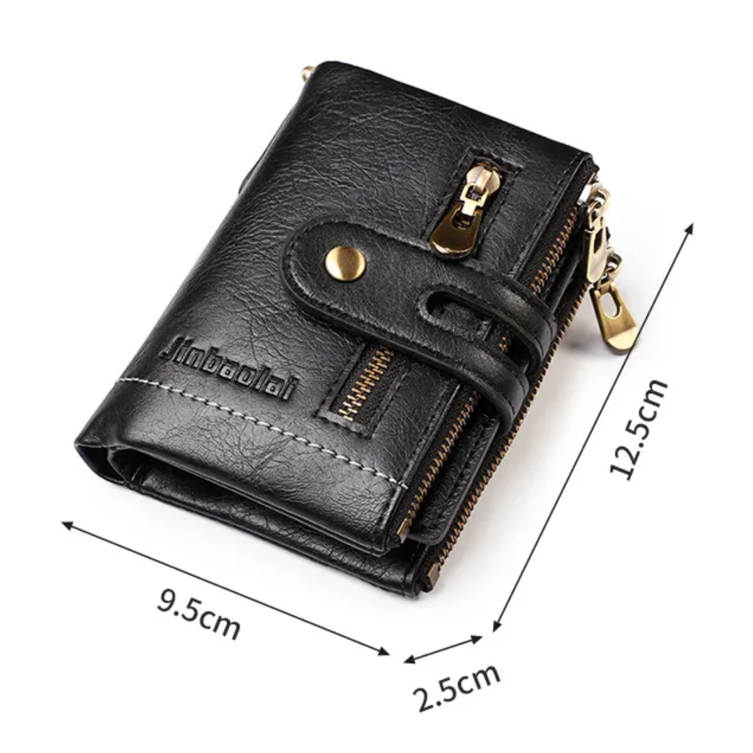 Retro Leren Portemonnee | Met stoere ketting! in de kleur Zwart voor heren in stijl geschikt voor alle seizoenen.