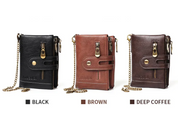 Retro Leren Portemonnee | Met stoere ketting! in de kleur Zwart voor heren in stijl geschikt voor alle seizoenen.