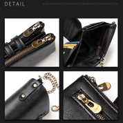 Retro Leren Portemonnee | Met stoere ketting! in de kleur Zwart voor heren in stijl geschikt voor alle seizoenen.