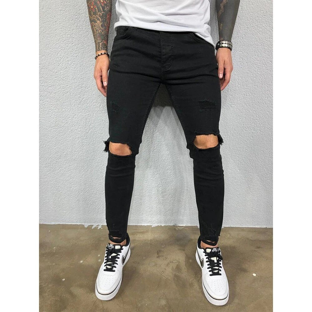 Rik | Gescheurde skinny jeans in herenmodel in de kleur Donkerblauw voor heren in stijl ideaal voor de herfst.