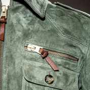 Robbert | Retro Suède Jas in de kleur Groen voor heren in Heritage stijl geschikt voor alle seizoenen.