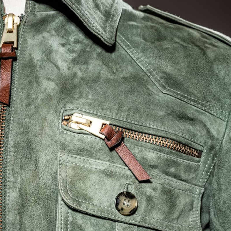 Robbert | Retro Suède Jas in de kleur Groen voor heren in Heritage stijl geschikt voor alle seizoenen.