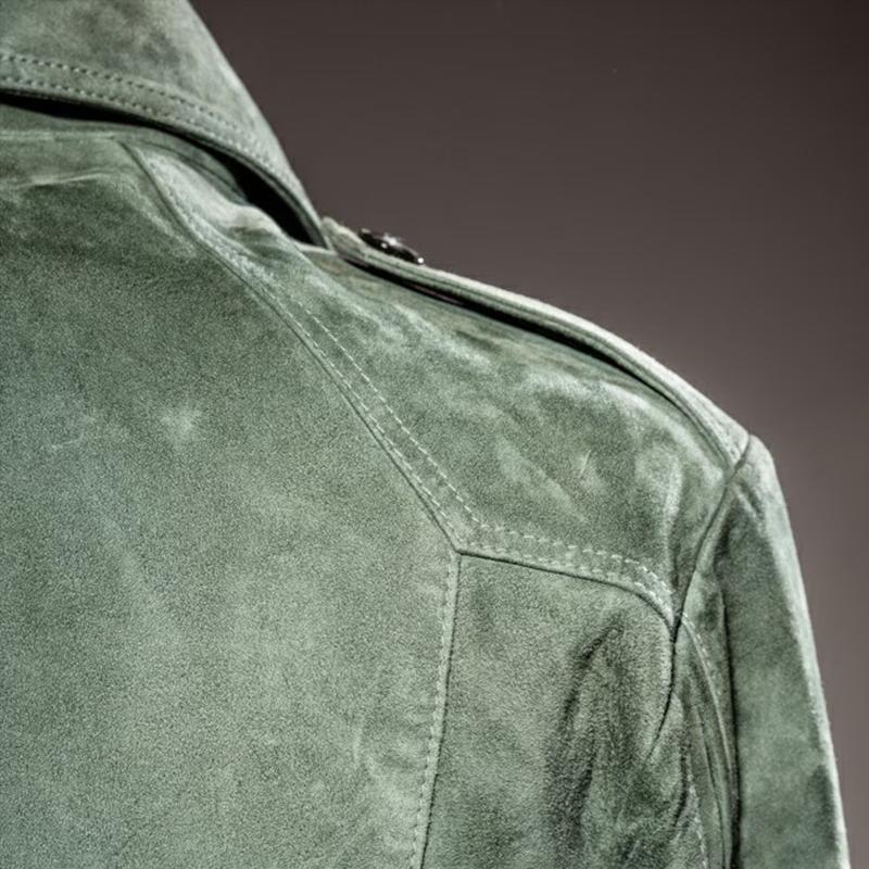 Robbert | Retro Suède Jas in de kleur Groen voor heren in Heritage stijl geschikt voor alle seizoenen.