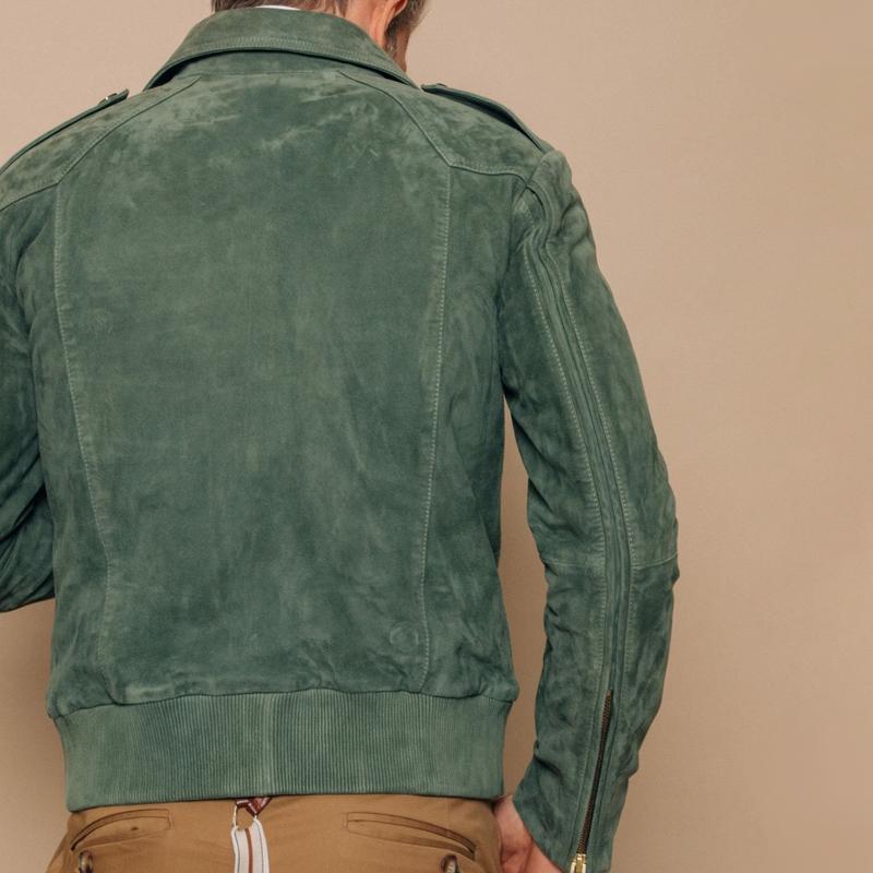 Robbert | Retro Suède Jas in de kleur Groen voor heren in Heritage stijl geschikt voor alle seizoenen.
