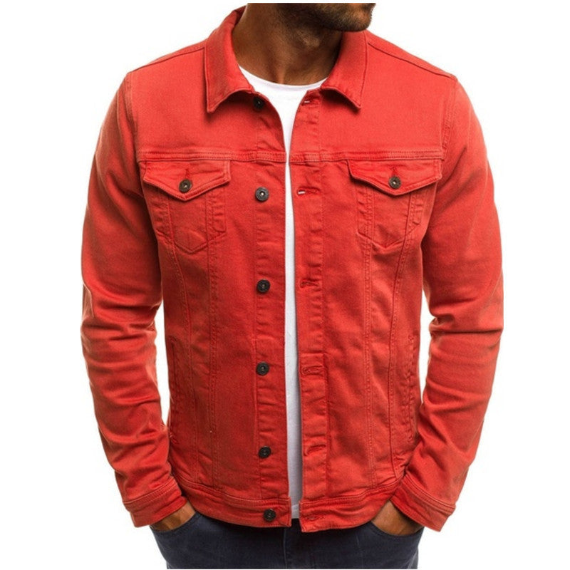 Roland | Casual Heren Denim Jack in de kleur Rood voor heren in Heritage stijl ideaal voor de herfst.