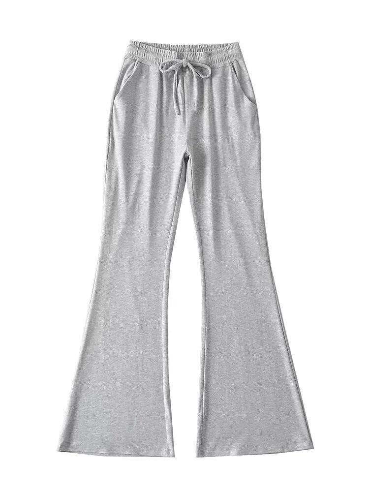 Rosa | Flared broek met hoge taille in de kleur Grijs voor dames in stijl geschikt voor alle seizoenen.