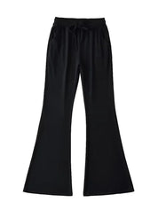 Rosa | Flared broek met hoge taille in de kleur Zwart voor dames in stijl geschikt voor alle seizoenen.