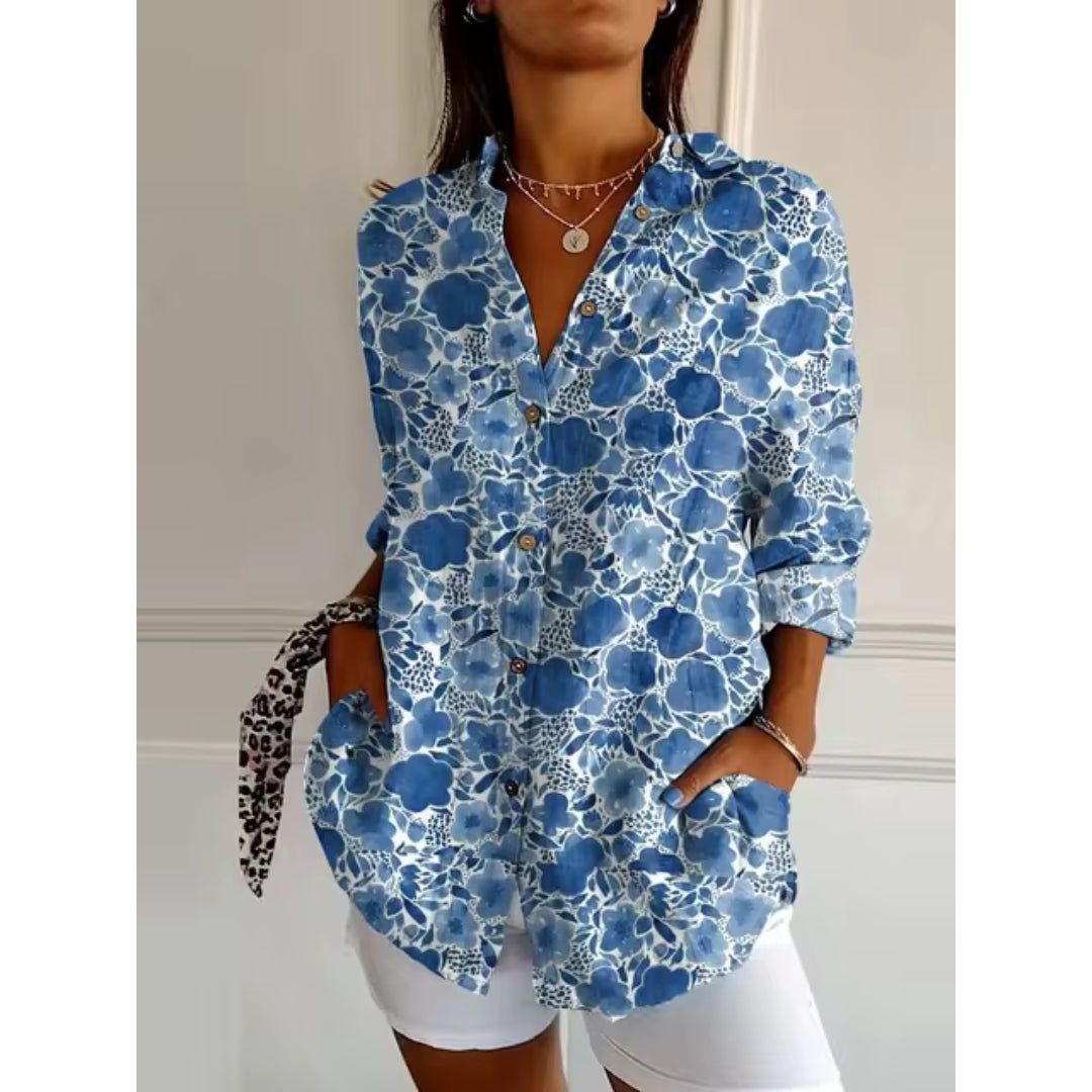 Rosalie | Stijlvolle Bloemen Blouse met Knopen