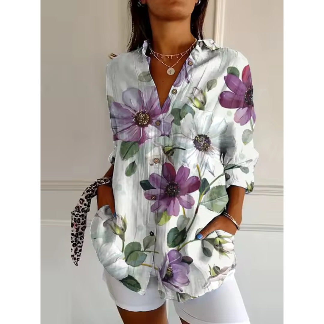 Rosalie | Stijlvolle Bloemen Blouse met Knopen