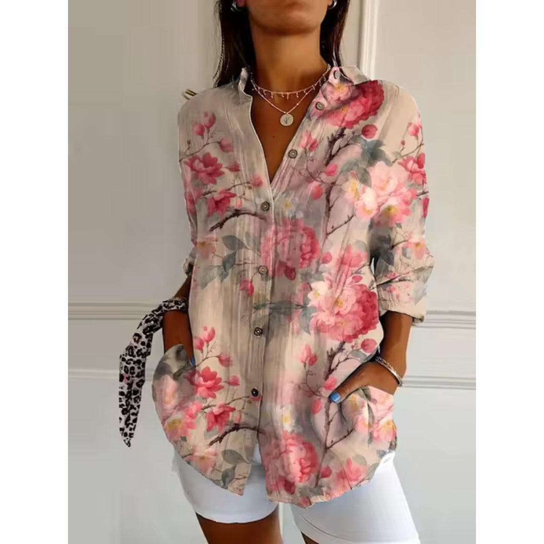 Rosalie | Stijlvolle Bloemen Blouse met Knopen