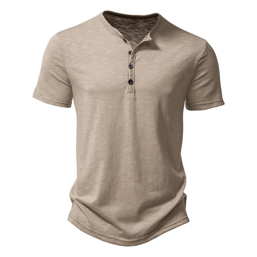 Safwan | Zomer V-hals T-shirts in de kleur Khaki voor heren in stijl ideaal voor de zomer.