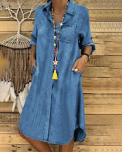 Stijlvolle Denim Blousejurk voor Dames - Sarah