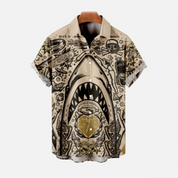 Shark | Stijlvol Zomerhemd in de kleur Khaki voor heren in stijl ideaal voor de zomer.