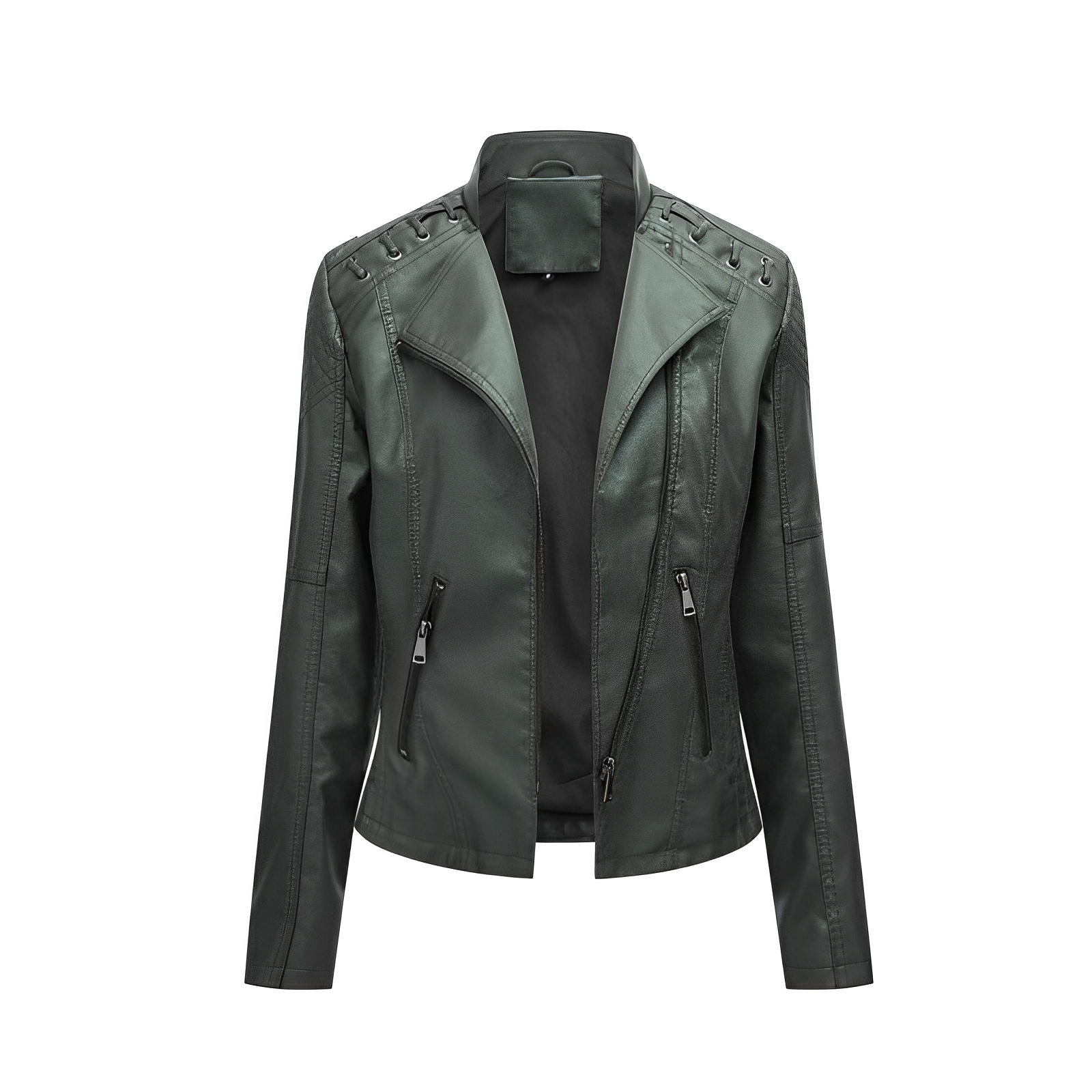 Sifra | Modieus leren jack voor dames in de kleur Donkergroen voor dames in stijl ideaal voor de herfst.