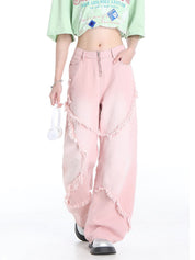 Sofie | Dames losse jeans in de kleur Roze voor dames in stijl geschikt voor alle seizoenen.