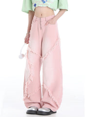 Sofie | Dames losse jeans in de kleur Roze voor dames in stijl geschikt voor alle seizoenen.