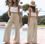Sophia | Duurzame linnen set in de kleur Wit voor dames in Beach stijl ideaal voor de zomer.
