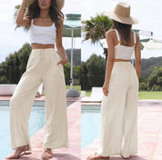 Sophia | Duurzame linnen set in de kleur Wit voor dames in Beach stijl ideaal voor de zomer.