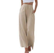 Sophia | Duurzame linnen set in de kleur Khaki voor dames in Beach stijl ideaal voor de zomer.