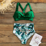 Sophie | Bikini set met hoge taille broekje en top in de kleur Blauw voor dames in Beach stijl ideaal voor de zomer.