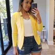 Sophie | Elegante chique blazer in de kleur Geel voor dames in Formal stijl geschikt voor alle seizoenen.