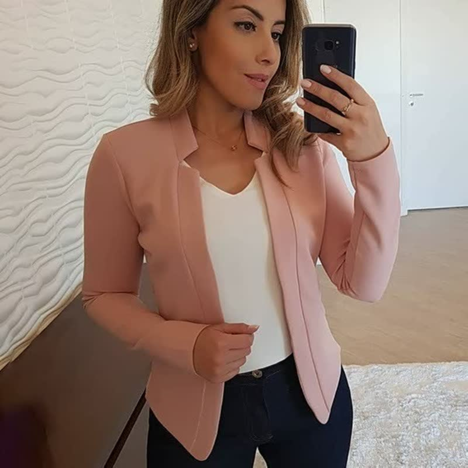 Sophie | Elegante chique blazer in de kleur Roze voor dames in Formal stijl geschikt voor alle seizoenen.
