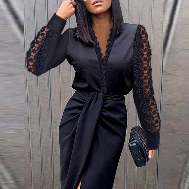 Sophie | Lange luxueuze cocktailjurk voor dames in de kleur Zwart voor dames in Party stijl ideaal voor de lente.