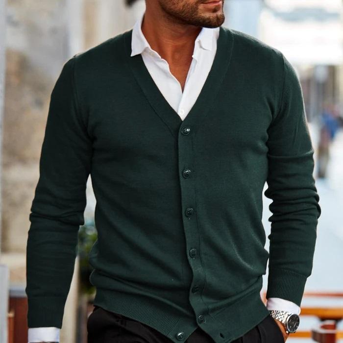 Stef Vest | Casual cardigan voor heren in de kleur Donkergroen voor heren in stijl geschikt voor alle seizoenen.