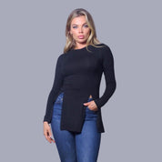 Stella | Langvallende blouse in de kleur Blauw voor dames in Formal stijl geschikt voor alle seizoenen.