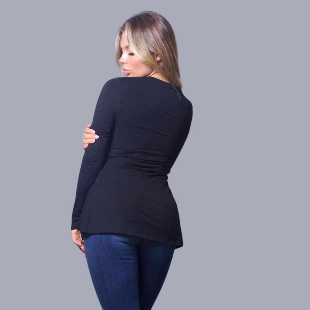 Stella | Langvallende blouse in de kleur Blauw voor dames in Formal stijl geschikt voor alle seizoenen.