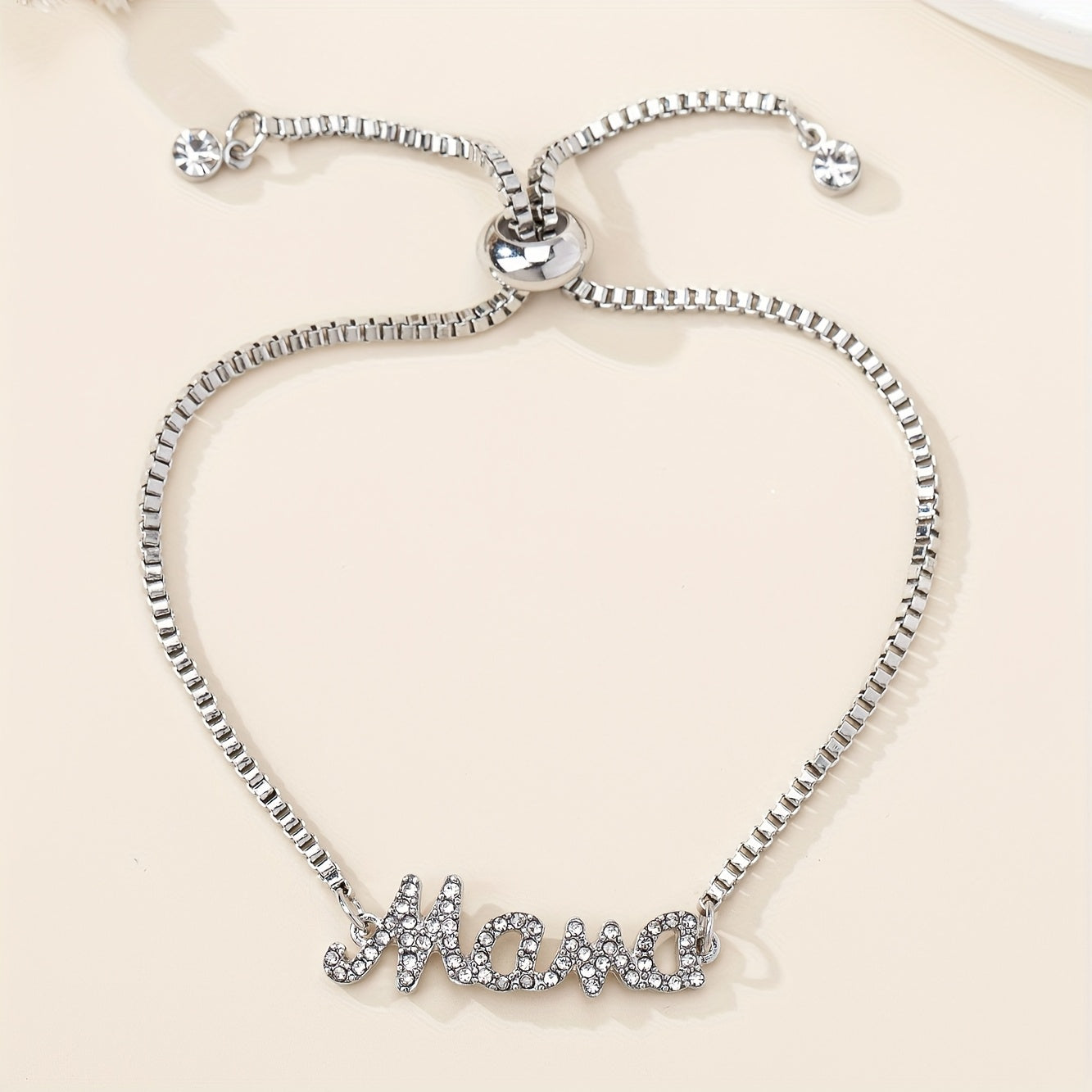 Mooie Mama Letter Bedelarmband met Nepdiamanten