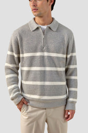 Stijn | Gestreepte Wolvariant Zip Sweater