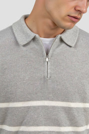 Stijn | Gestreepte Wolvariant Zip Sweater