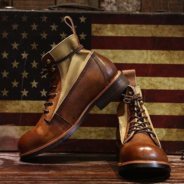 Stijn | Vintage leren laarzen in de kleur Bruin voor heren in stijl ideaal voor de winter