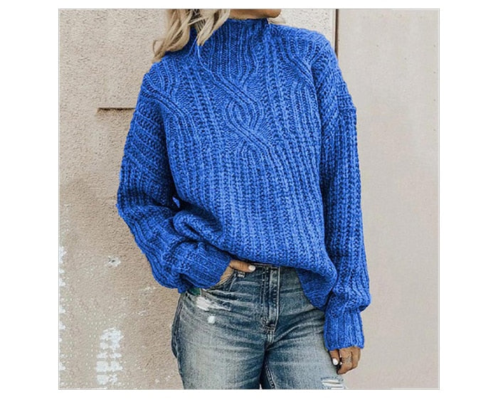 Sweater met Comfortabele rolkraag in de kleur Blauw voor dames in Casual stijl ideaal voor de herfst.