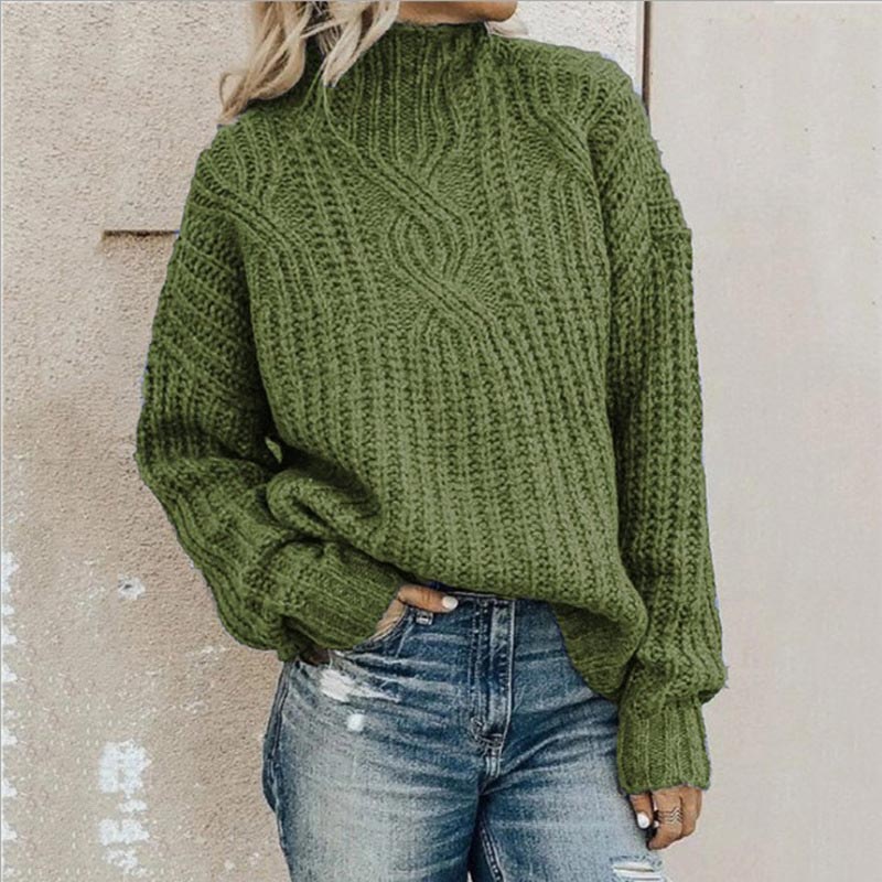 Sweater met Comfortabele rolkraag in de kleur Groen voor dames in Casual stijl ideaal voor de herfst.