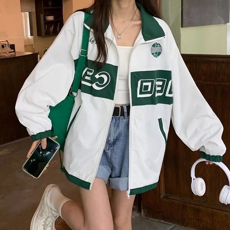 Tanja | Sportieve Werkjas met Rits in de kleur Wit voor dames in Casual stijl ideaal voor de herfst.