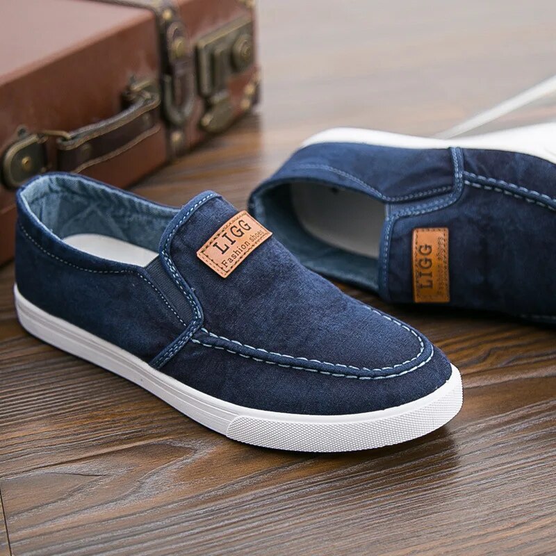 Teus | Casual Canvas Denim Sneakers in de kleur Blauw voor heren in Heritage stijl ideaal voor de herfst.