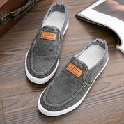 Teus | Casual Canvas Denim Sneakers in de kleur Grijs voor heren in Heritage stijl ideaal voor de herfst.