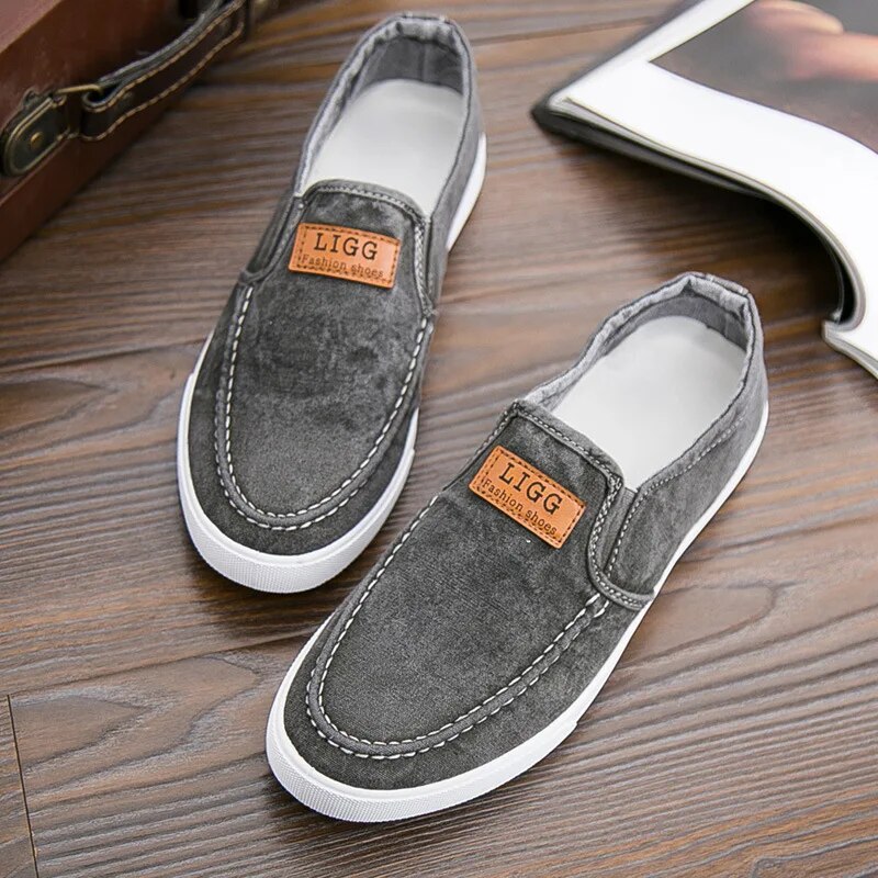 Teus | Casual Canvas Denim Sneakers in de kleur Grijs voor heren in Heritage stijl ideaal voor de herfst.