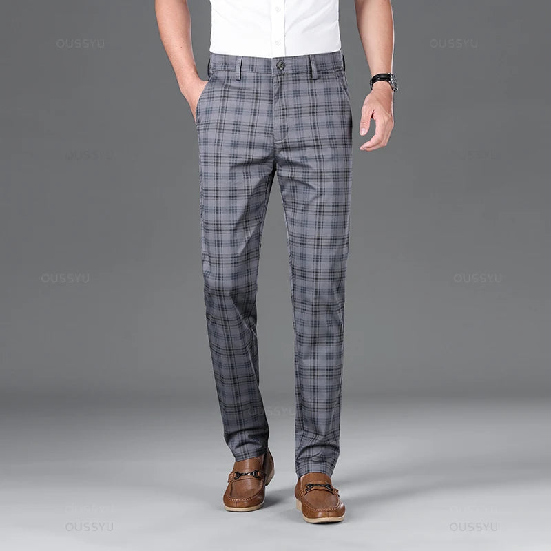 Thijs | Klassieke geruite herenpantalon in de kleur Grijs voor heren in Heritage stijl geschikt voor alle seizoenen.