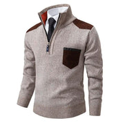Tiesto | Kasjmier Pullover met kraag en borstzak in de kleur Beige voor heren in Heritage stijl ideaal voor de herfst.