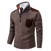 Tiesto | Kasjmier Pullover met kraag en borstzak in de kleur Bruin voor heren in Heritage stijl ideaal voor de herfst.