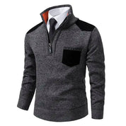 Tiesto | Kasjmier Pullover met kraag en borstzak in de kleur Donkergrijs voor heren in Heritage stijl ideaal voor de herfst.