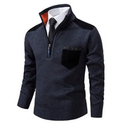 Tiesto | Kasjmier Pullover met kraag en borstzak in de kleur Marineblauw voor heren in Heritage stijl ideaal voor de herfst.